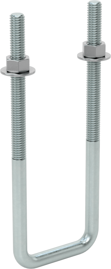Kare U-Cıvata, Çinko Kaplamalı, Çelik, 3/8"-16 Diş Boyutu, 2" İç Genişlik, 6-5/8" Yükseklik