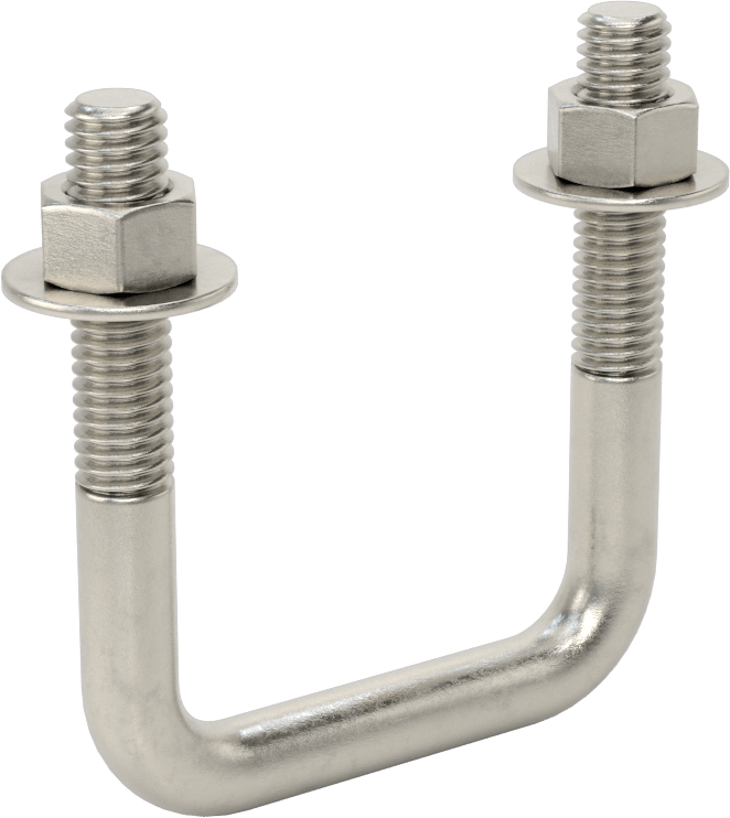Kare U-Cıvata, 304 Paslanmaz Çelik, 3/8"-16 Diş Boyutu, 2" İç Genişlik, 2-5/8" Yükseklik