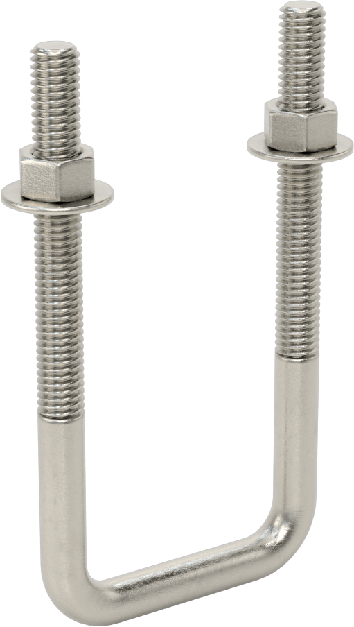 Kare U-Cıvata, 304 Paslanmaz Çelik, 3/8"-16 Diş Boyutu, 2" İç Genişlik, 4-5/8" Yükseklik