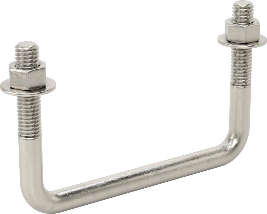 Kare U-Cıvata, 304 Paslanmaz Çelik, 3/8"-16 Diş Boyutu, 4" İç Genişlik, 2-5/8" Yükseklik