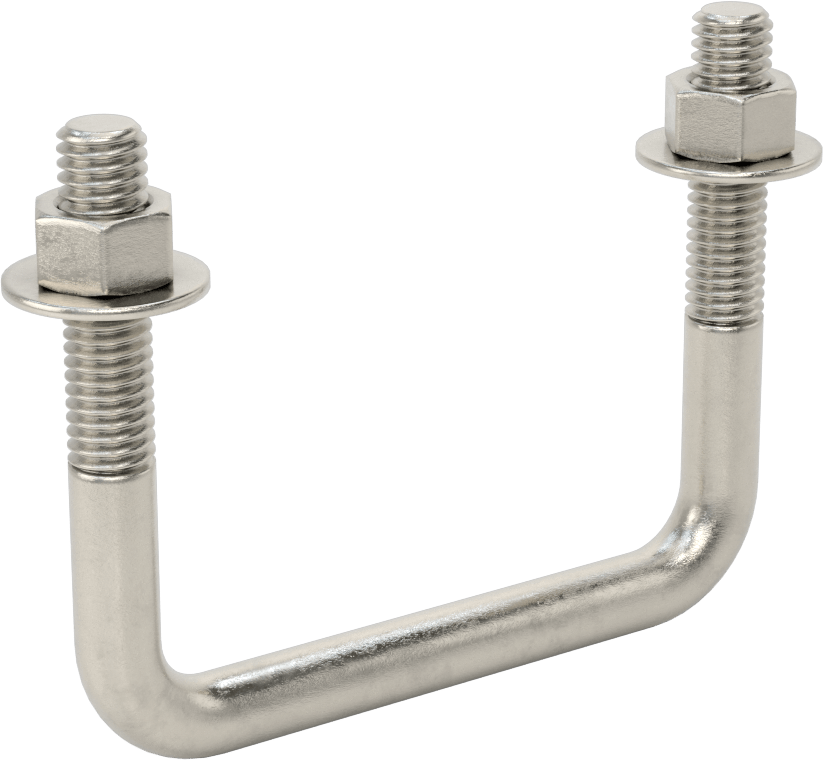 Kare U-Cıvata, 304 Paslanmaz Çelik, 3/8"-16 Diş Boyutu, 3" İç Genişlik, 2-5/8" Yükseklik