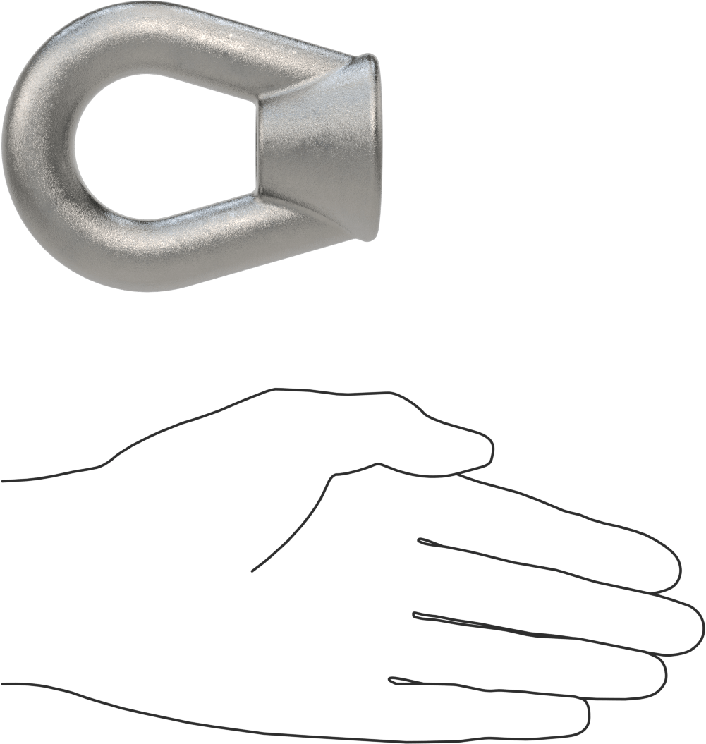 316 Paslanmaz Çelik Oval Gözlü Somun - Kaldırma için, 3/4"-10 Diş Boyutu, 3-7/8" Toplam Uzunluk, 1-1/2" Göz Çapı