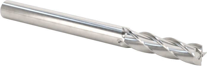 Kaplamasız Karbür Kare 4 Kanallı Uçlu Freze, 1/8" Freze Çapı, 1-1/2" Toplam Uzunluk