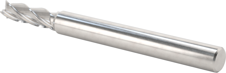 Kaplamasız Karbür Kare 4 Kanallı Uçlu Freze, 5/32" Freze Çapı, 2" Toplam Uzunluk