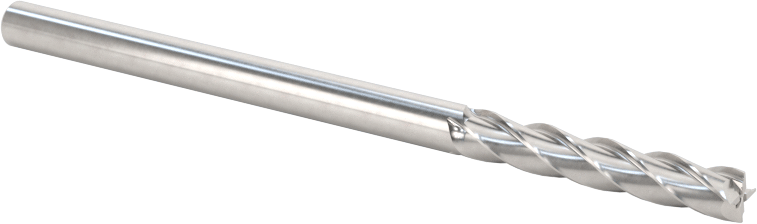 Kaplamasız Karbür Kare 4 Kanallı Uçlu Freze, 1/8" Freze Çapı, 2-1/4" Toplam Uzunluk