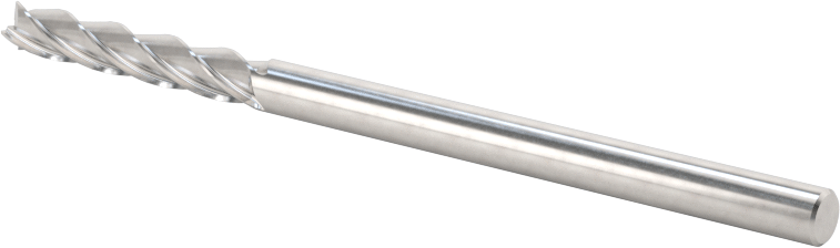 Kaplamasız Karbür Kare 4 Kanallı Uçlu Freze, 1/8" Freze Çapı, 2-1/4" Toplam Uzunluk