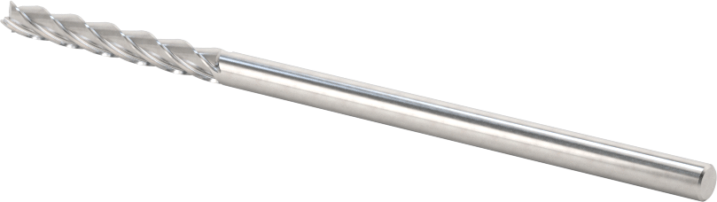 Kaplamasız Karbür Kare 4 Kanallı Uçlu Freze, 1/8" Freze Çapı, 3" Toplam Uzunluk