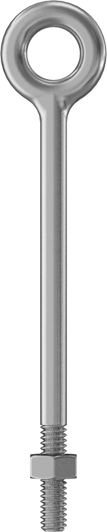 Somunlu 304 Paslanmaz Çelik Halka Cıvata, Kaldırma Omuzlu Olmayan, 1/4“-20 Boyut x 1” Uzunlukta Diş