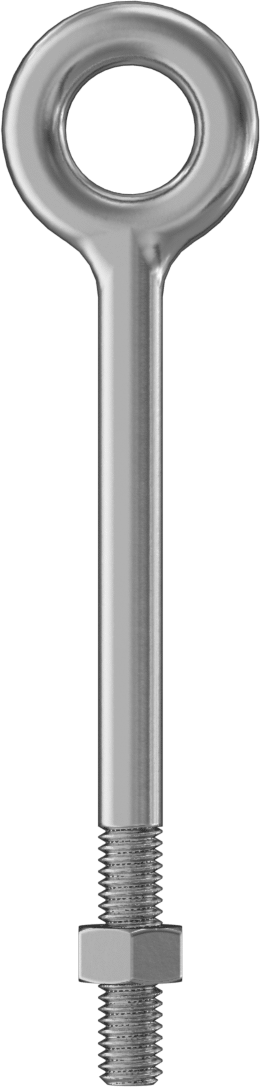 Somunlu 304 Paslanmaz Çelik Halka Cıvata, Kaldırma Omuzlu Olmayan, 5/16“-18 Boyut x 1-1/4” Uzun Diş