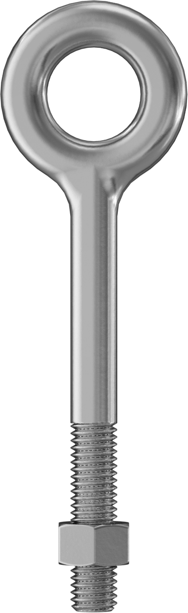 Somunlu 304 Paslanmaz Çelik Halka Cıvata, Kaldırma Omuzlu Olmayan, 1/2“-13 Boyut x 4-1/2” Şaft Uzunluğu