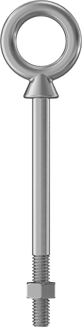 Somunlu 304 Paslanmaz Çelik Halka Cıvata, Kaldırma için Omuzlu, 5/16“-18 Boyut x 1-1/4” Uzun Diş