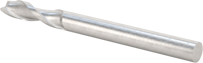 Kaplamasız Karbür Yuvarlak Kenarlı Kare Uçlu Freze, 2 Yiv, 1/8" Freze Çapı, 0,015 inç Köşe Kesim Yarıçapı