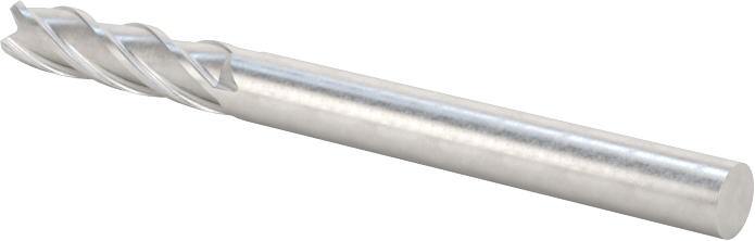 Kaplamasız Karbür Yuvarlak Kenarlı Kare Uçlu Freze, 4 Kanallı, 1/8" Freze Çapı, 0,020" Köşe Kesim Yarıçapı