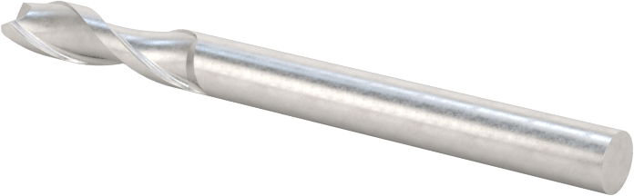 Kaplamasız Karbür Yuvarlak Kenarlı Kare Uçlu Freze, 2 Yiv, 1/8" Freze Çapı, 0,020" Köşe Kesim Yarıçapı