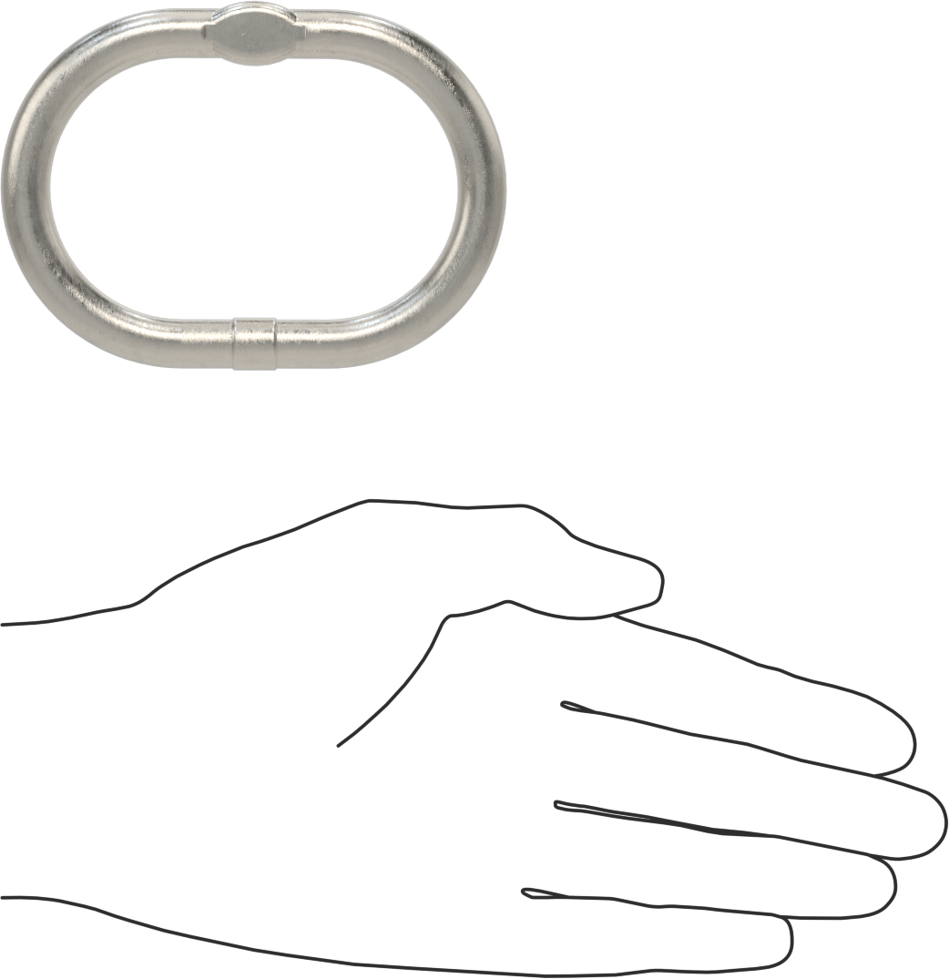 Oblong Chain Ring - for Lifting, 316L Stainless Steel, for Grade 63 Chain, 3/16 Trade Size (1 Chain)