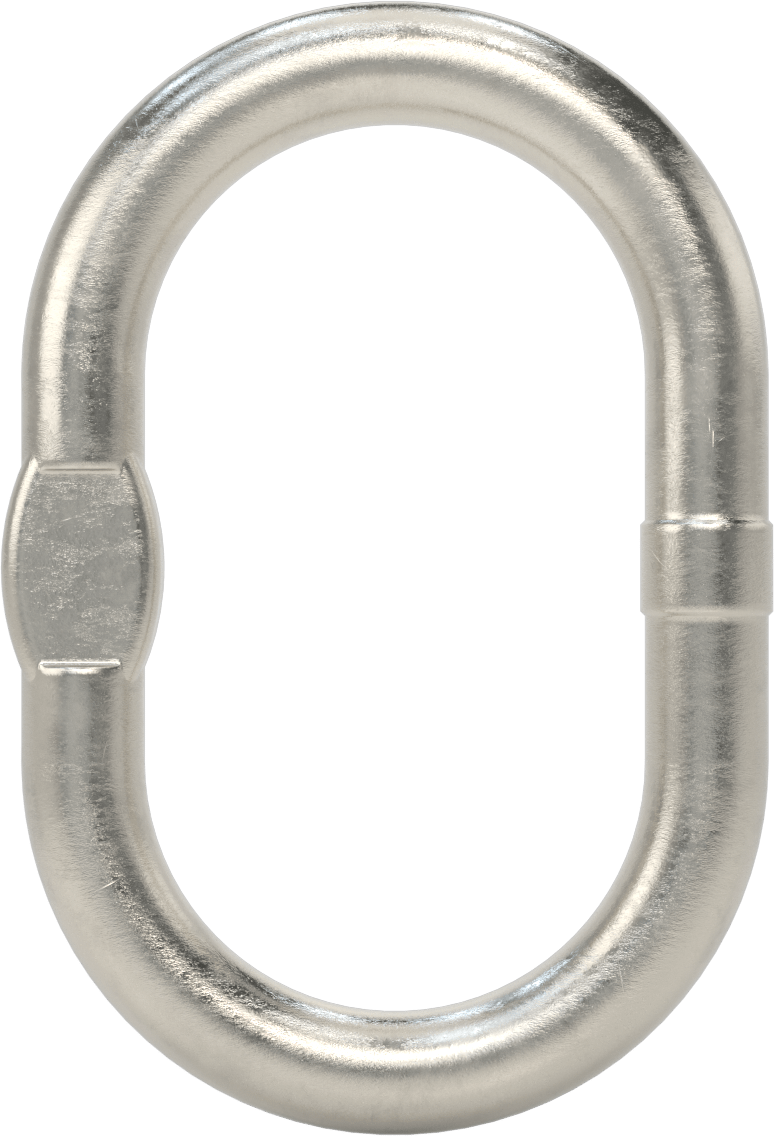 Oblong Chain Ring - for Lifting, 318Ln Stainless Steel, Grade 63 Chain, 1/2 and 3/8 Trade Size (1 Chain)