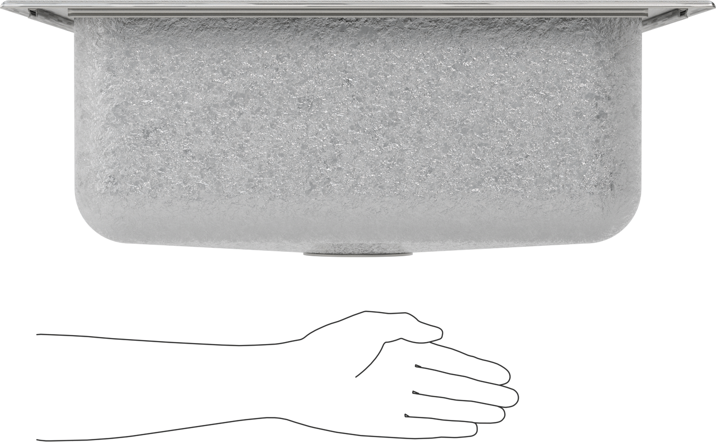 304 Paslanmaz Çelik Tezgah Üstü Evye, 22“ Genişlik x 19-1/2” Derinlik x 7-5/8" Toplam Yükseklik