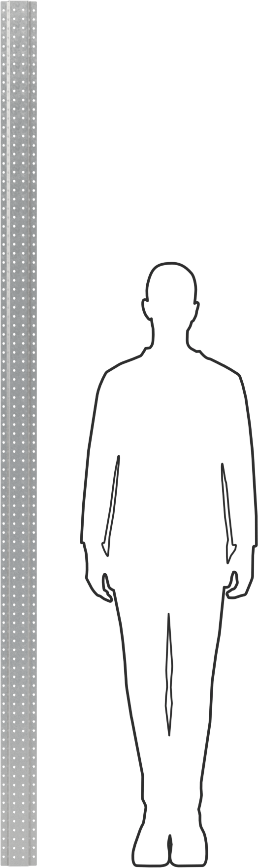Delikli Pano Şeridi, Mat Alüminyum, 9/32" Çaplı Delikler, 96“ Genişlik x 4” Yükseklik