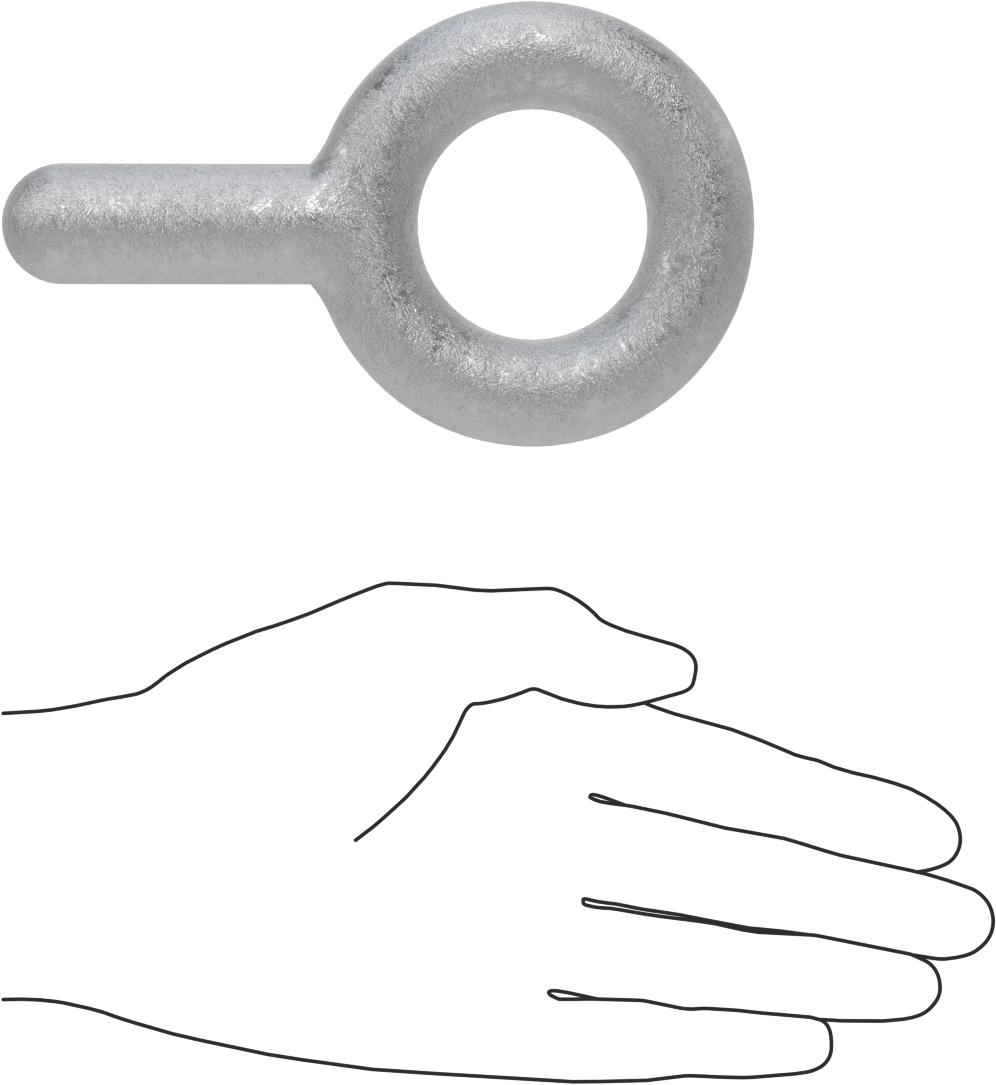 Dişsiz Çelik Yönlendirme Halka Cıvatası, Omuz Yok - Kaldırma İçin Değil, 7/8“ Çap x 2-1/4” Uzun Şaft