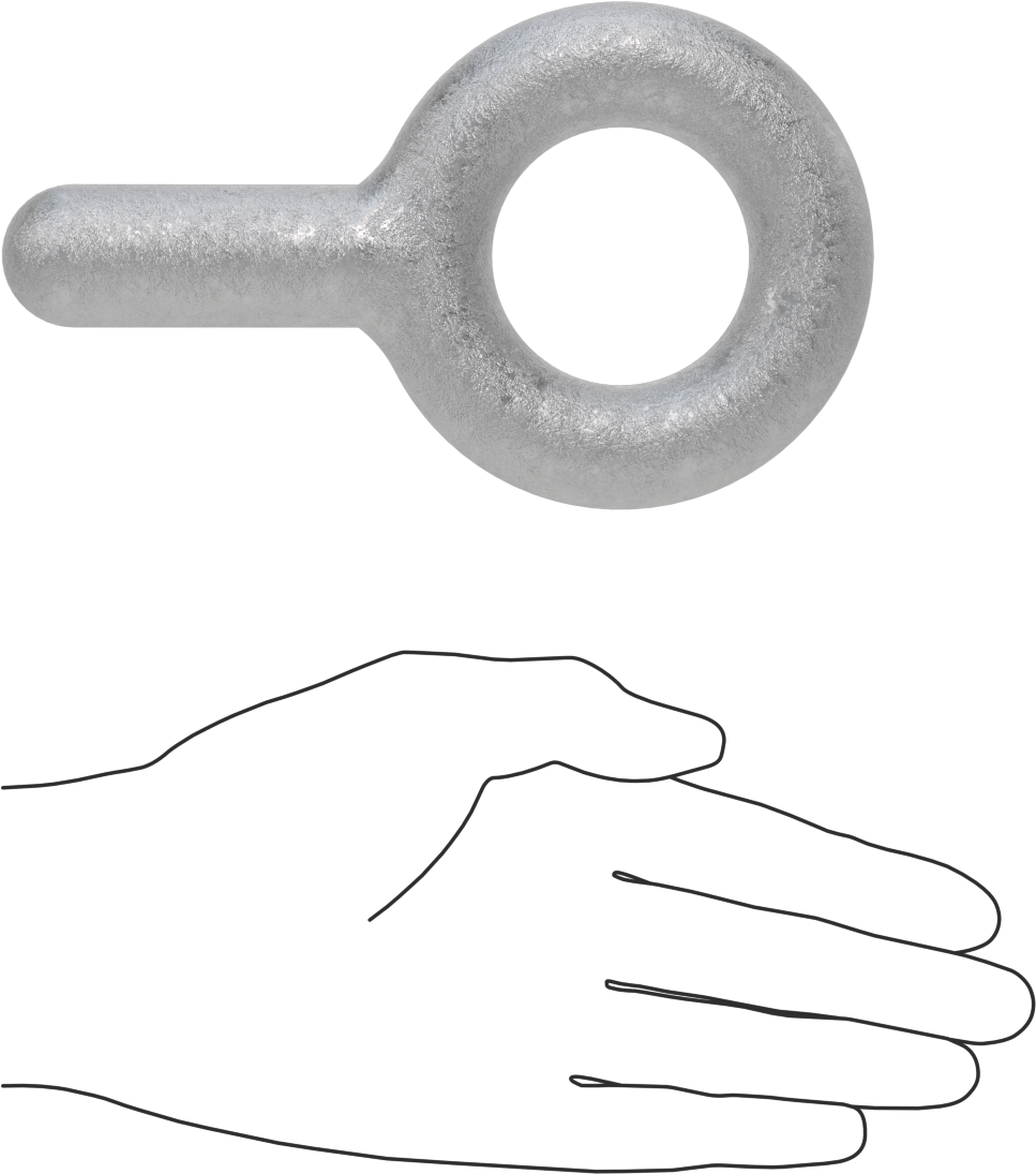 Dişsiz Çelik Yönlendirme Halka Cıvatası, Omuz Yok - Kaldırma İçin Değil, 1“ Çap x 2-1/2” Uzun Şaft