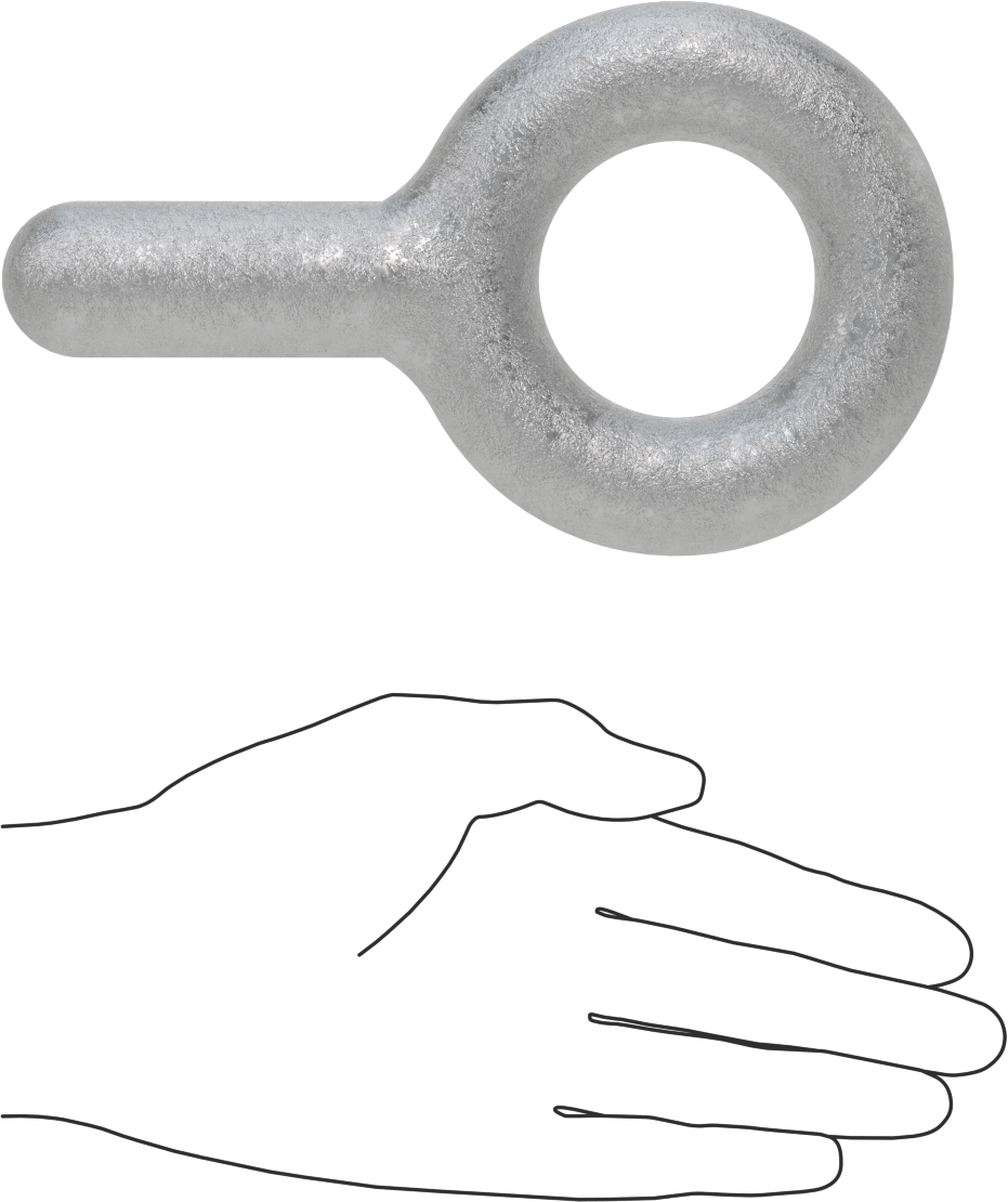 Dişsiz Çelik Yönlendirme Halka Cıvatası, Omuzsuz - Kaldırma Yok, 1-1/8“ Çap x 2,75” Uzunlukta Şaft