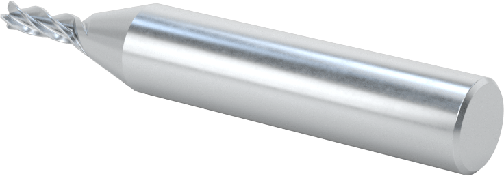 Kobalt Çelik Yuvarlak Kenarlı Kare Uçlu Freze, 4 Kanallı, 1/8" Freze Çapı, 0,015 inç Köşe Kesim Yarıçapı