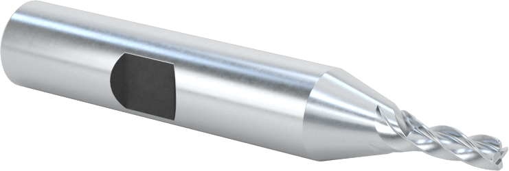 Kobalt Çelik Yuvarlak Kenarlı Kare Uçlu Freze, 4 Kanallı, 1/8" Freze Çapı, 0,015 inç Köşe Kesim Yarıçapı