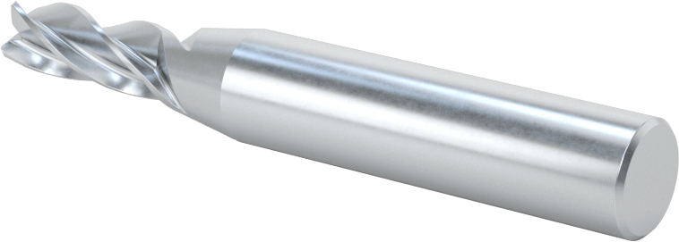Kobalt Çelik Yuvarlak Kenarlı Kare Uçlu Freze, 4 Kanallı, 1/4" Freze Çapı, 0,020" Köşe Kesim Yarıçapı
