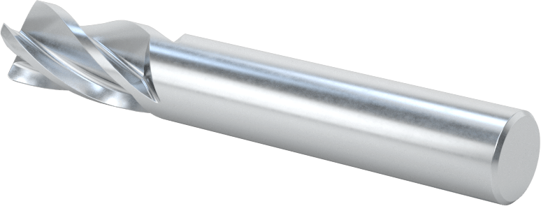 Kobalt Çelik Yuvarlak Kenarlı Kare Uçlu Freze, 4 Kanallı, 3/8" Freze Çapı, 0,020" Köşe Kesim Yarıçapı