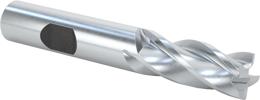 Kobalt Çelik Yuvarlak Kenarlı Kare Uçlu Freze, 4 Kanallı, 1/2" Freze Çapı, 0,020" Köşe Kesim Yarıçapı