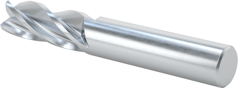Kobalt Çelik Yuvarlak Kenarlı Kare Uçlu Freze, 4 Kanallı, 1/2" Freze Çapı, 0,020" Köşe Kesim Yarıçapı