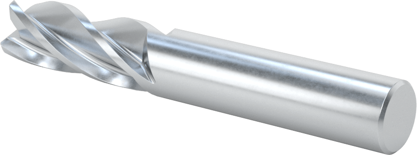 Kobalt Çelik Yuvarlak Kenarlı Kare Uçlu Freze, 4 Kanallı, 1/2" Freze Çapı, 0,030" Köşe Kesim Yarıçapı