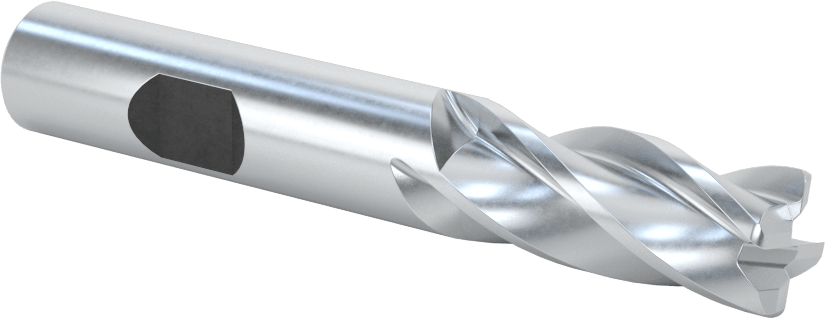 Kobalt Çelik Yuvarlak Kenarlı Kare Uçlu Freze, 4 Kanallı, 1/2" Freze Çapı, 0,045" Köşe Kesim Yarıçapı