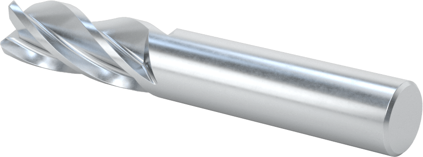 Kobalt Çelik Yuvarlak Kenarlı Kare Uçlu Freze, 4 Kanallı, 1/2" Freze Çapı, 0,045" Köşe Kesim Yarıçapı