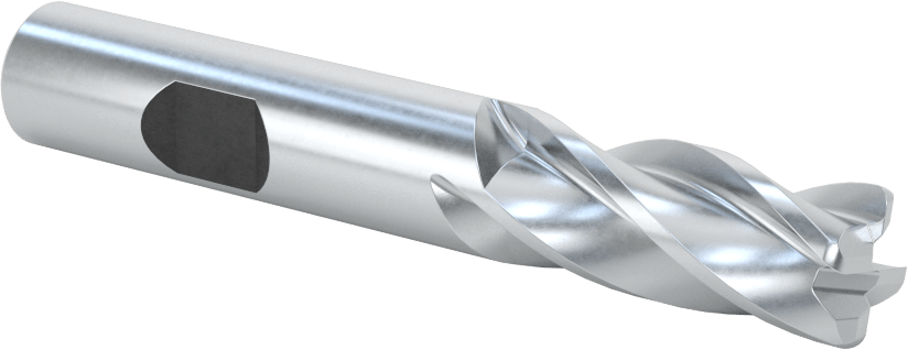 Kobalt Çelik Yuvarlak Kenarlı Kare Uçlu Freze, 4 Kanallı, 1/2" Freze Çapı, 0,060" Köşe Kesim Yarıçapı