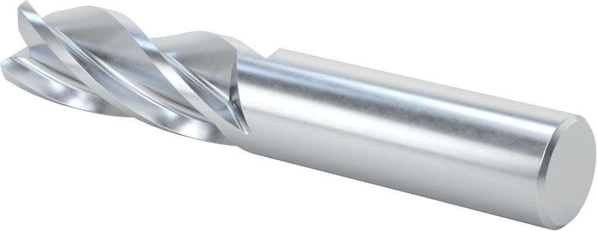 Kobalt Çelik Yuvarlak Kenarlı Kare Uçlu Freze, 4 Kanallı, 5/8" Freze Çapı, 0,045" Köşe Kesim Yarıçapı