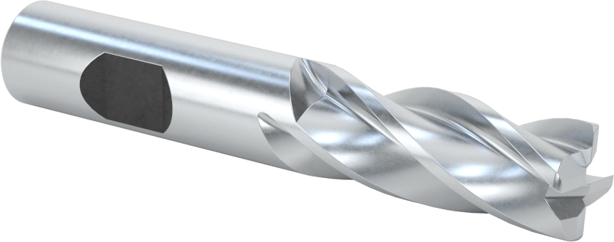 Kobalt Çelik Yuvarlak Kenarlı Kare Uçlu Freze, 4 Kanallı, 5/8" Freze Çapı, 0,045" Köşe Kesim Yarıçapı