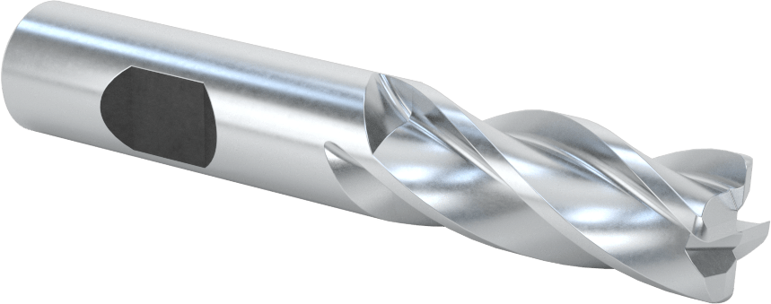 Kobalt Çelik Yuvarlak Kenarlı Kare Uçlu Freze, 4 Kanallı, 5/8" Freze Çapı, 0,060" Köşe Kesim Yarıçapı