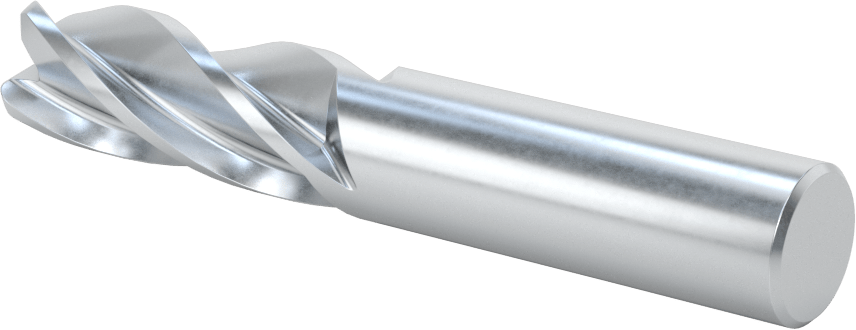 Kobalt Çelik Yuvarlak Kenarlı Kare Uçlu Freze, 4 Kanallı, 5/8" Freze Çapı, 0,090" Köşe Kesim Yarıçapı