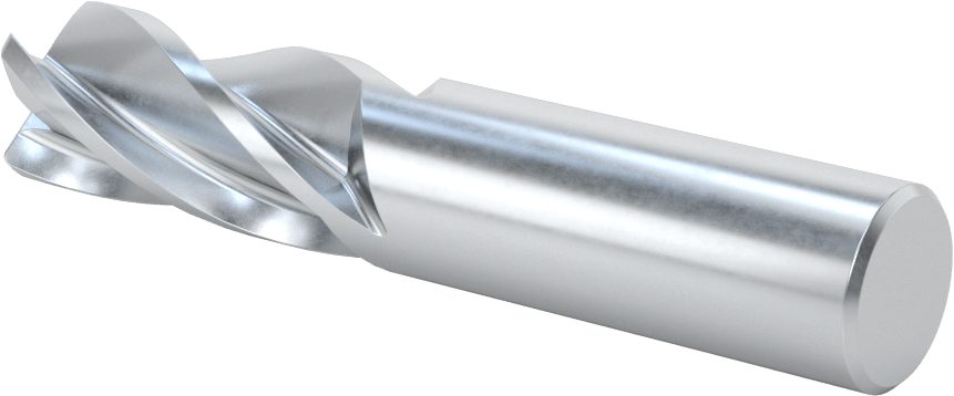 Kobalt Çelik Yuvarlak Kenarlı Kare Uçlu Freze, 4 Kanallı, 3/4" Freze Çapı, 0,045" Köşe Kesim Yarıçapı