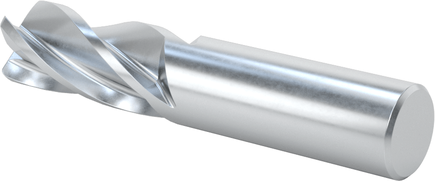 Kobalt Çelik Yuvarlak Kenarlı Kare Uçlu Freze, 4 Kanallı, 3/4" Freze Çapı, 0,060" Köşe Kesim Yarıçapı
