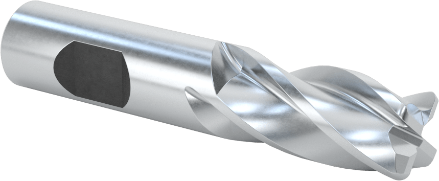 Kobalt Çelik Yuvarlak Kenarlı Kare Uçlu Freze, 4 Kanallı, 3/4" Freze Çapı, 0,090" Köşe Kesim Yarıçapı