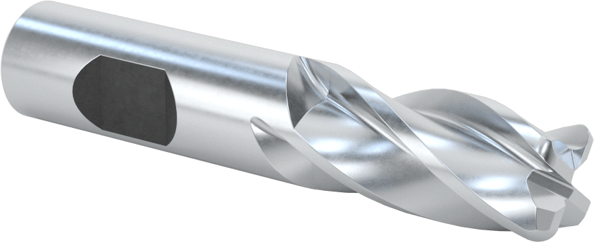 Kobalt Çelik Yuvarlak Kenarlı Kare Uçlu Freze, 4 Kanallı, 3/4" Freze Çapı, 0,125" Köşe Kesim Yarıçapı