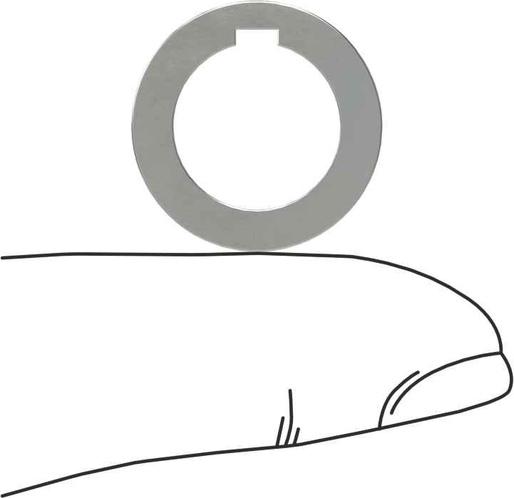 Karbon Çelik Şim, Çentikli, 1/2" Çaplı Tırnaklı Şaftlar için, 0,01 inç Kalınlık
