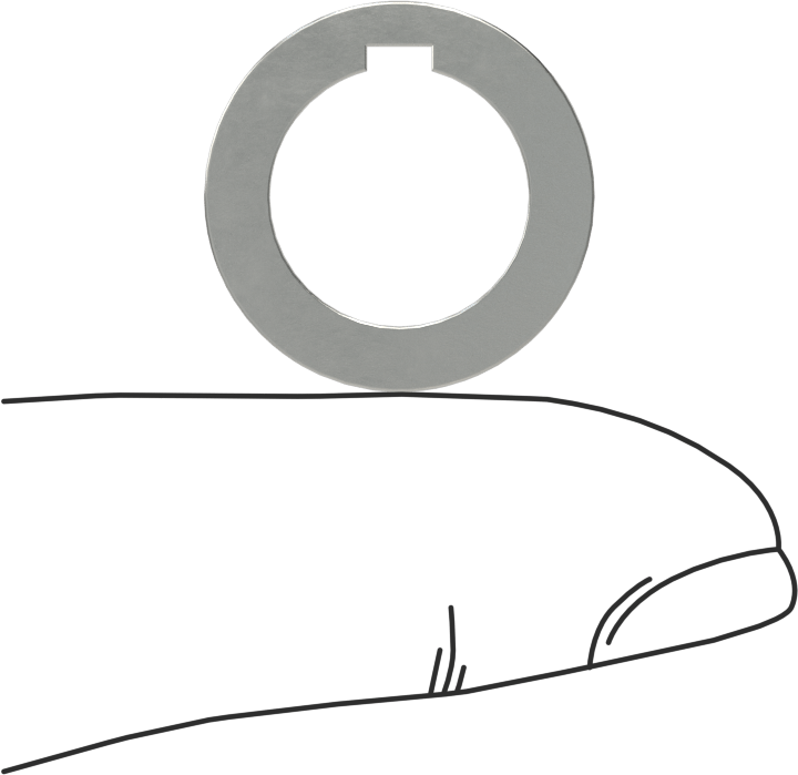 Karbon Çelik Şim, Çentikli, 1/2" Çaplı Tırnaklı Şaftlar için, 0,02" Kalınlık
