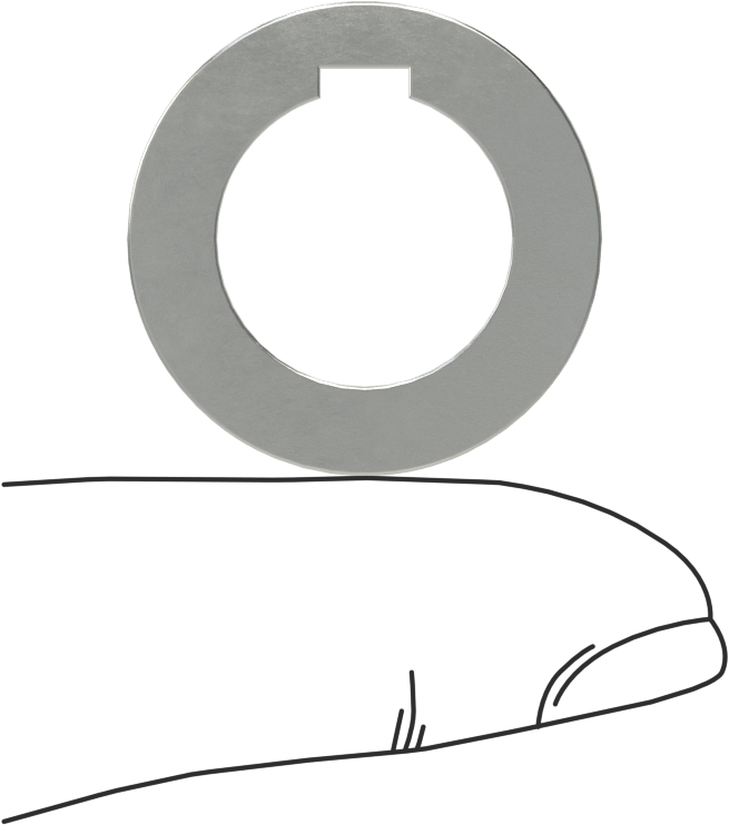 Karbon Çelik Şim, Çentikli, 5/8" Çaplı Yivli Şaftlar için, 0,02" Kalınlık