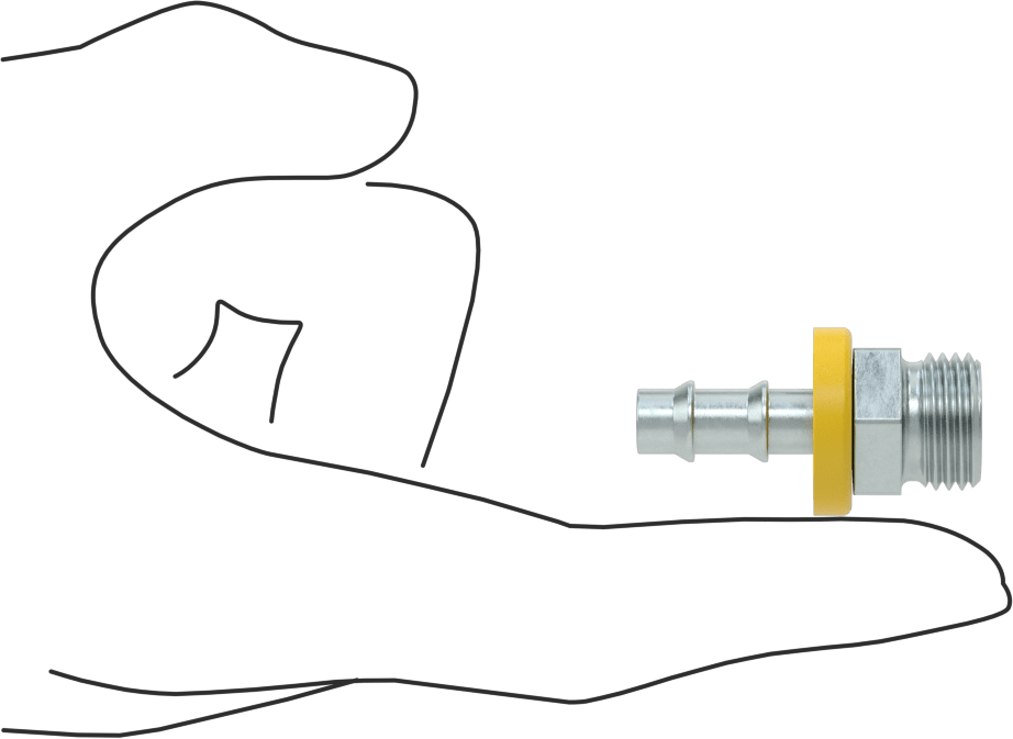 Hidrolik Sıvı için İtmeli Çıkıntılı Hortum Bağlantı Elemanı, 3/8" Hortum İç Çapı için Adaptör, M16 x 1,5 mm Diş, Erkek
