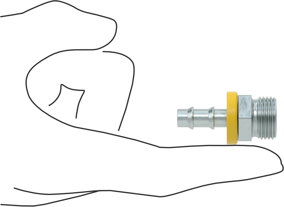Hidrolik Sıvı için İtmeli Çıkıntılı Hortum Bağlantı Elemanı, 3/8" Hortum İç Çapı için Adaptör, M18 x 1,5 mm Diş, Erkek
