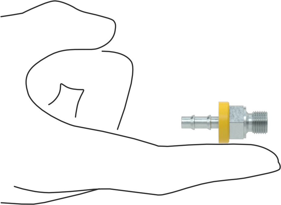 Hidrolik Sıvı için İtmeli Çıkıntılı Hortum Bağlantı Elemanı, 1/4" İç Çaplı Hortum x 1/8 BSPP Erkek için Adaptör