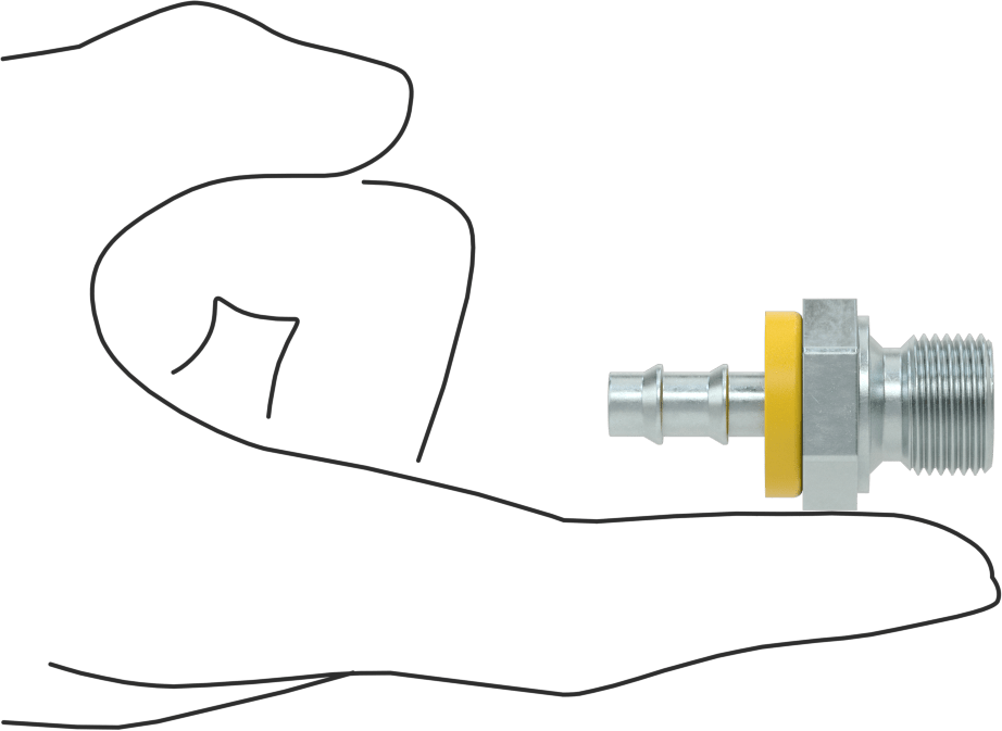 Hidrolik Sıvı için İtmeli Çıkıntılı Hortum Bağlantı Elemanı, 3/8" Hortum İç Çapı x 3/8 BSPP Erkek için Adaptör